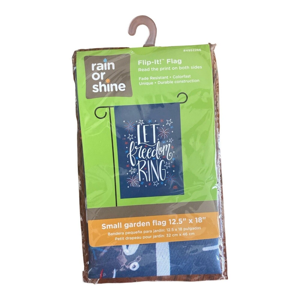 LET FREEDOM RING 12.5" X 18" GARDEN FLAG 27-3643-299 FLIP IT! RAIN OR SHINE NEW